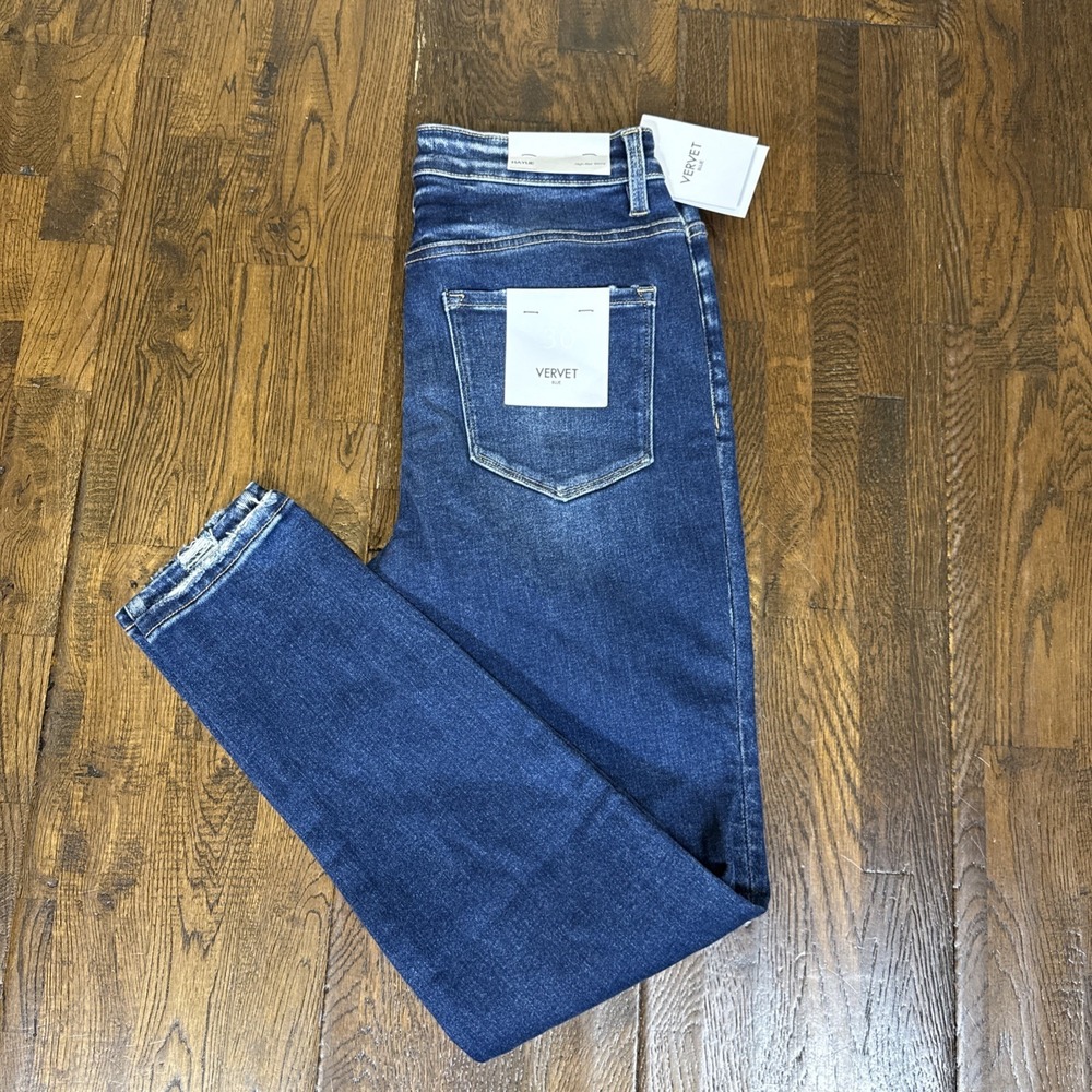 Vervet Haylie High Rise Skinny Jeans Blue Denim Womens Size 30 x 27 NEW